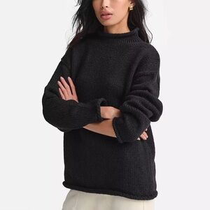 MATE The Label 100% Organic Cotton Funnel Neck Knit Sweater in Black Size Small